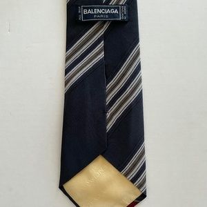 Vintage Balenciaga Paris Silk Tie  Stripes With Ribbon
